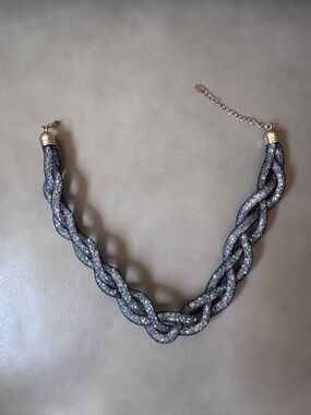 Sparkling Braided Statement Necklace - Silver